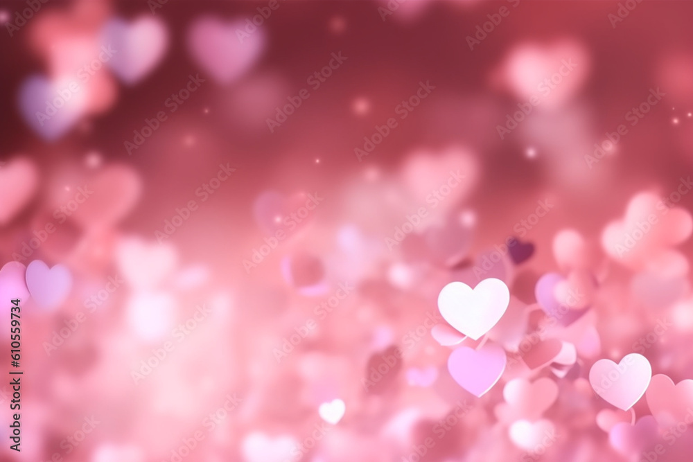 Defocused pink hearts background