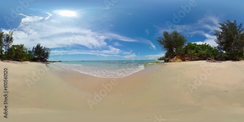 A tropical beach and a blue ocean. Borneo, Malaysia. Tindakon Dazang Beach. 360-Degree view. photo