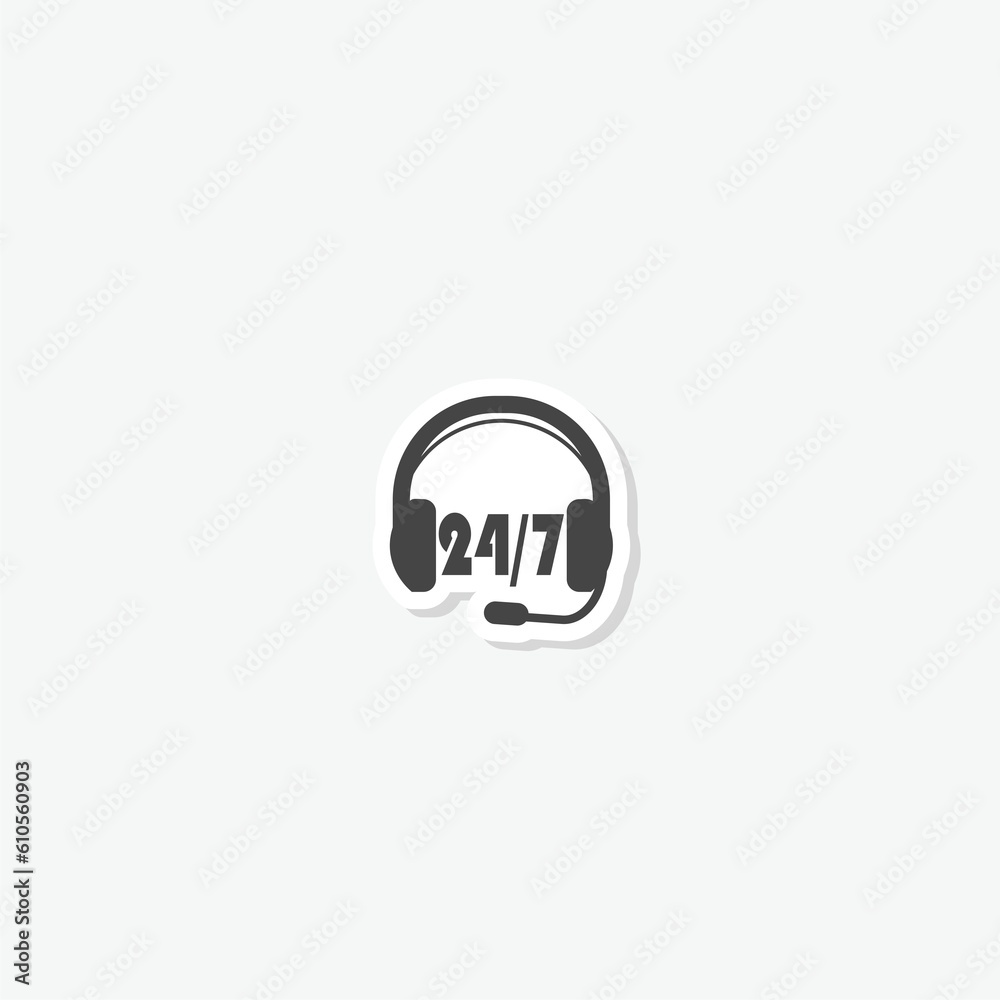 Headphone 24 hour service sticker icon Headphone 24 hour service sticker icon