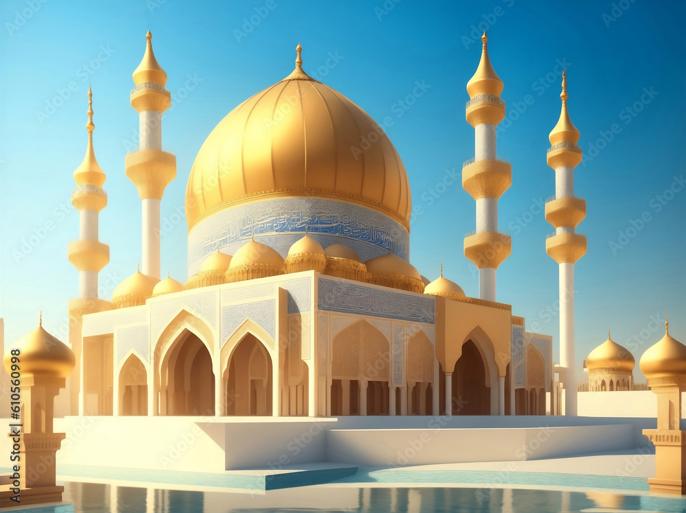 Obraz premium Arabic mosque Islamic architecture, Generative AI Illustration.