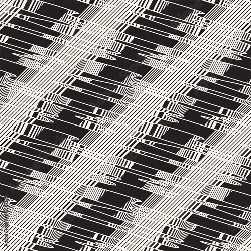 Monochrome Glitch Effect Textured Diagonal Striped Pattern