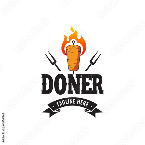 Doner kebab logo template. Doner kebab logo for restaurants and markets.