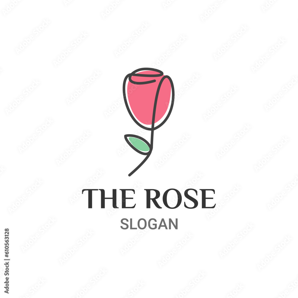 ROSE LOGO IN ONE LINE ART STYLE ROSE LOGO IN ONE LINE ART STYLE
