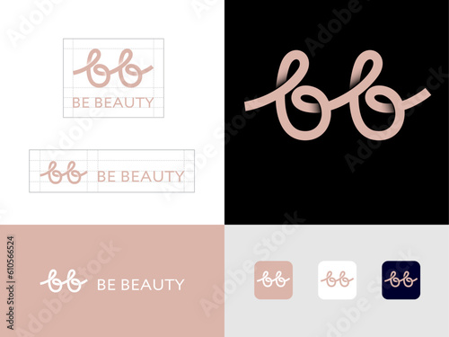 Letter B and letter B. B and B monogram like loops. Be Beauty logo for and skin care.