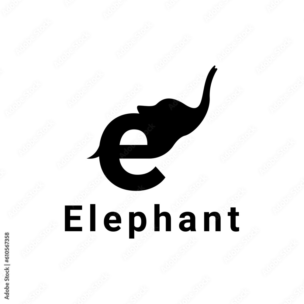 Obraz premium Letter E Initial Elephant Abstract Vector Logo Template