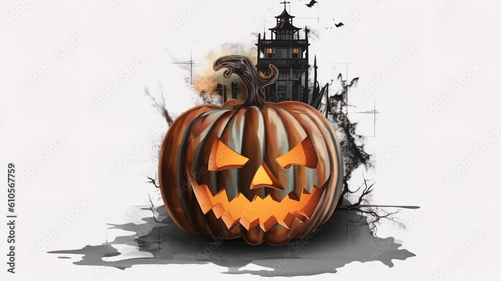 Halloween banner or party invitation background with clouds, bats and pumpkins.illustration Halloween banner or party invitation background with clouds, bats and pumpkins.illustration
