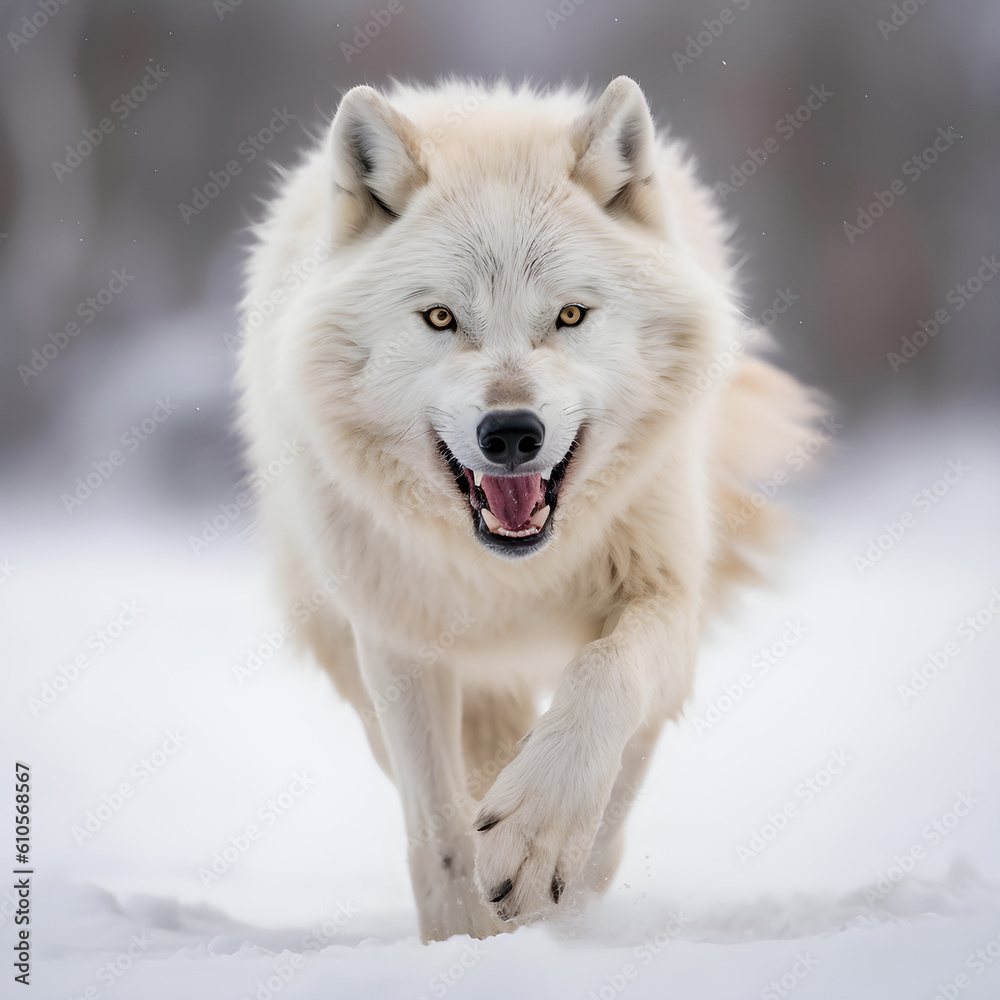 Portrait of arctic wolf in winter Portrait of arctic wolf in winter