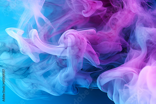 Background with a colorful smoke. Texture of blue  purple and violet smoke. Generative AI
