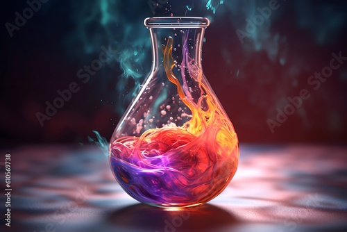 glassware with colorful liquid