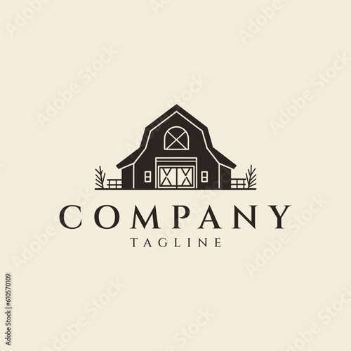 Retro hipster barn house logo design vector illustration
