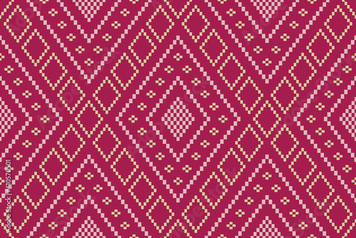 Pink Cross stitch colorful geometric traditional ethnic pattern Ikat seamless pattern border abstract design for fabric print cloth dress carpet curtains and sarong Aztec African Indian Indonesian 