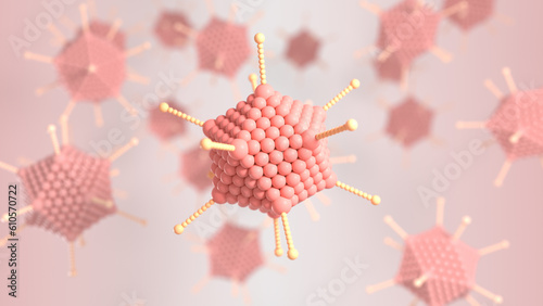3d rendering of a adenoviruses, virus visualization, adenovirus photo