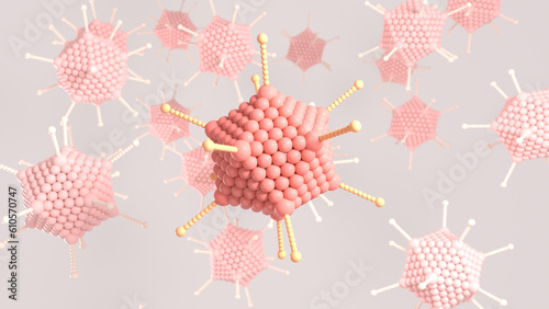 3d rendering of a adenoviruses, virus visualization, adenovirus