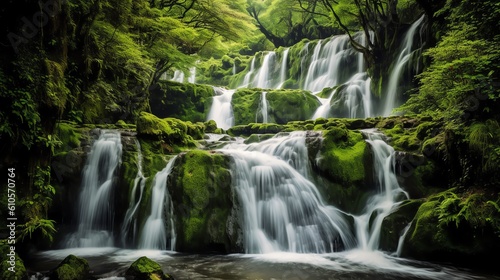 cascading waterfall - nature, forest