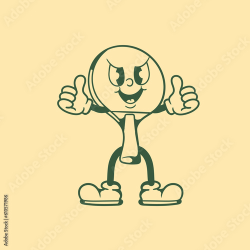 Vintage character design of ping pong paddles