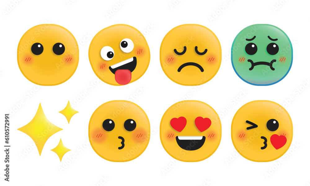 Set of cute expression vector emoticon, emoji