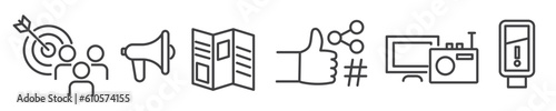 Advertise, marketing and branding vector line icons - thin line icon collection on white background