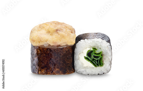 Wallpaper Mural Sushi wrapped in seaweed, showcasing the artistry of Japanese cuisine and the fusion of flavors. Warm rolls with a cheese cap Torontodigital.ca