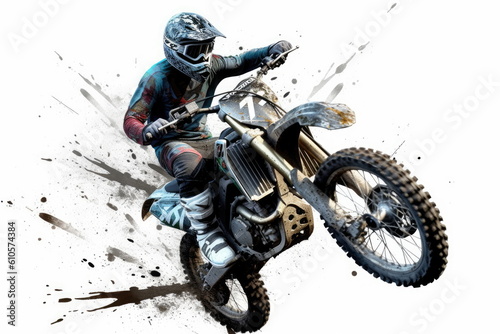 Obraz na plátně Dirt bike rider, Supercross, Sport concept, nice action of motorcycle jump
