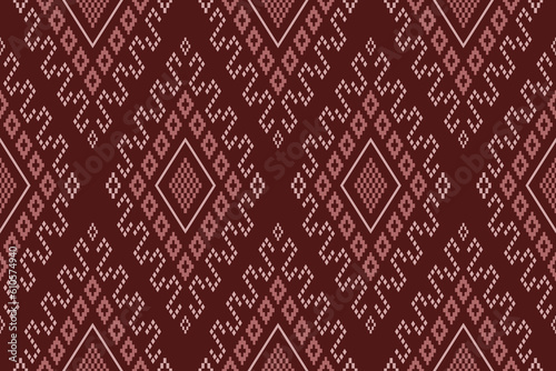 Red traditional ethnic pattern paisley flower Ikat background abstract Aztec African Indonesian Indian seamless pattern for fabric print cloth dress carpet curtains and sarong