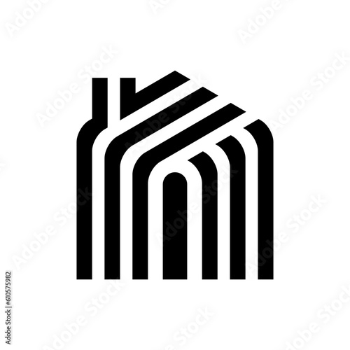 Abstract house stripes in black and white perfect for property, real estate, accommodation, rental, mortgage, home, construction, gutter, assets, investment, business, collateral and many