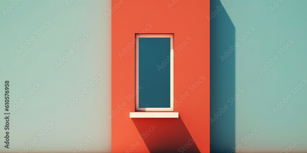 Minimalistic exterior with a window. Simple abstract urban concept. Generative AI