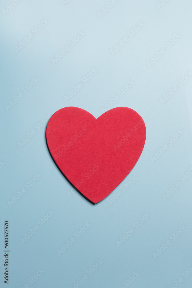 Heart shape on blue background.