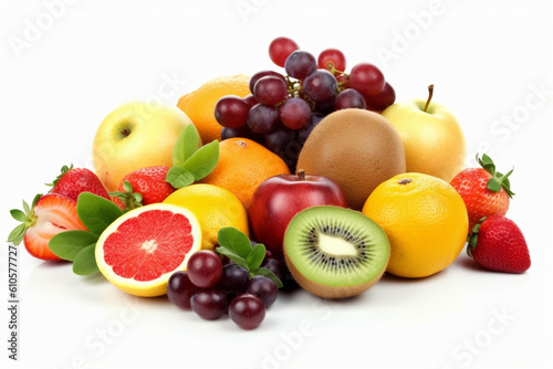 Fruit mix over white background