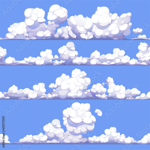 A set of cartoon clouds.