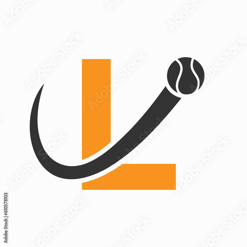 Tennis Logo Design On Letter L Template. Tennis Sport Academy, Club Logo