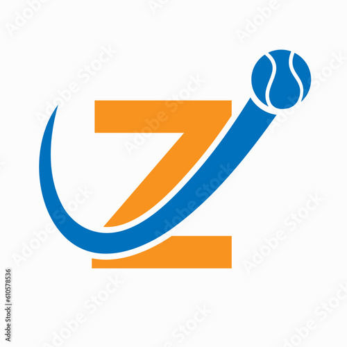 Tennis Logo Design On Letter Z Template. Tennis Sport Academy, Club Logo