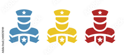 policeman icon, medal, veteran, vector illustration