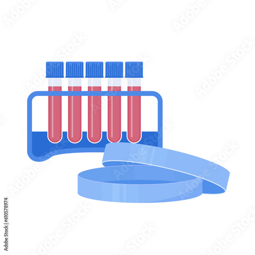 Centrifuge laboratory device for blood processing and separation of components. Tubes with samples in the rotor. Tool for protein purification and DNA extraction. Medical concept. Vector illustration.