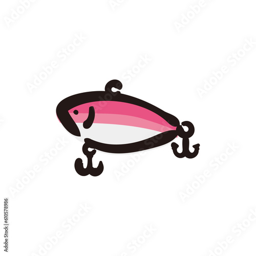 Lipless crankbait - Fishing lure icon/illustration (Hand-drawn line, colored version)