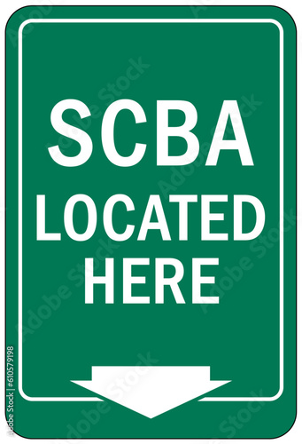 Breathing air station sign and labels scba located here