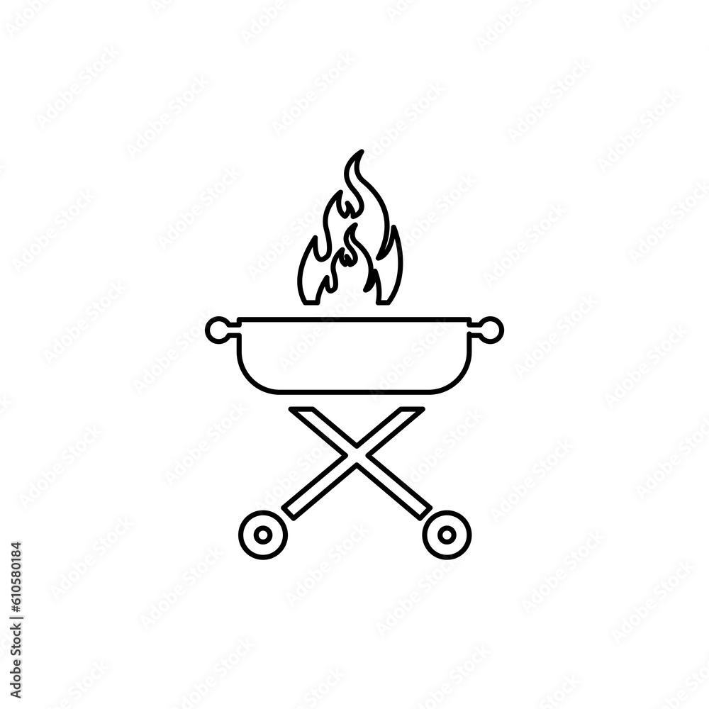 grill icon on a white background, vector illustration