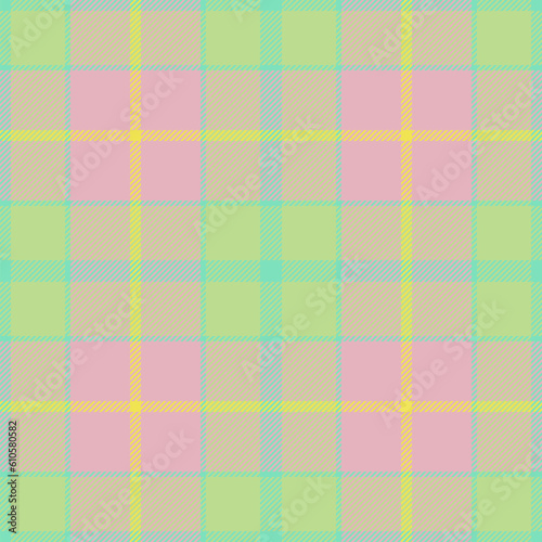 Plaid seamless pattern in green. Check fabric texture. Vector textile print.