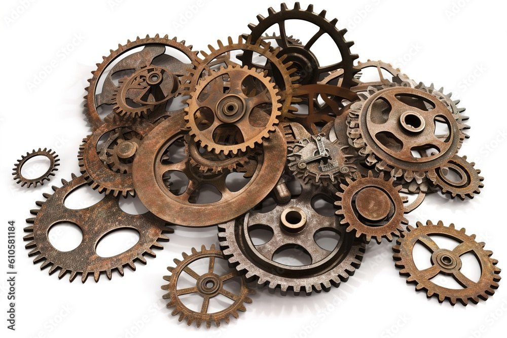 cogs isolated on white background. AI generated cogs isolated on white background. AI generated