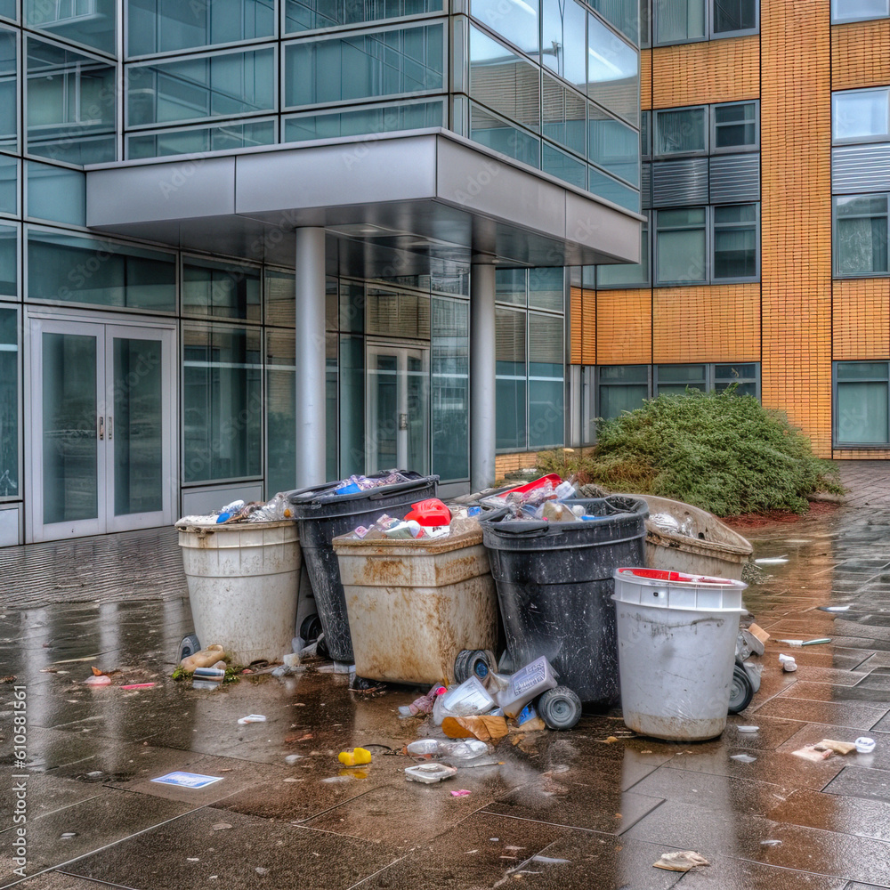 waste office rubbish ready for removal outside offices, garbage problem, Ai generative waste office rubbish ready for removal outside offices, garbage problem, Ai generative