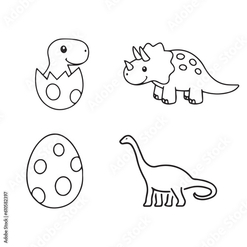 Baby dinosaurs set, newly hatched baby dinosaur, dinosaur egg vector illustration, baby dinosaur family