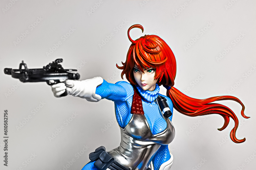 Osaka,Japan June 5, 2023 Display of SCARLETT SKYBLUE COLOR Figure