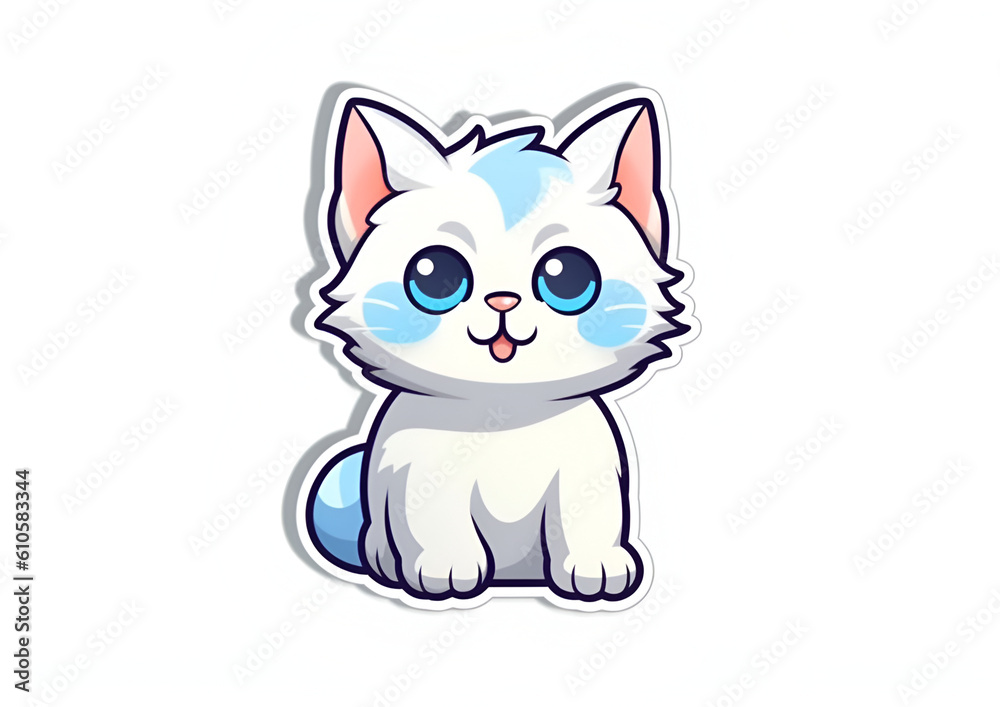 cat, sticker, white background. generative ai cat, sticker, white background. generative ai