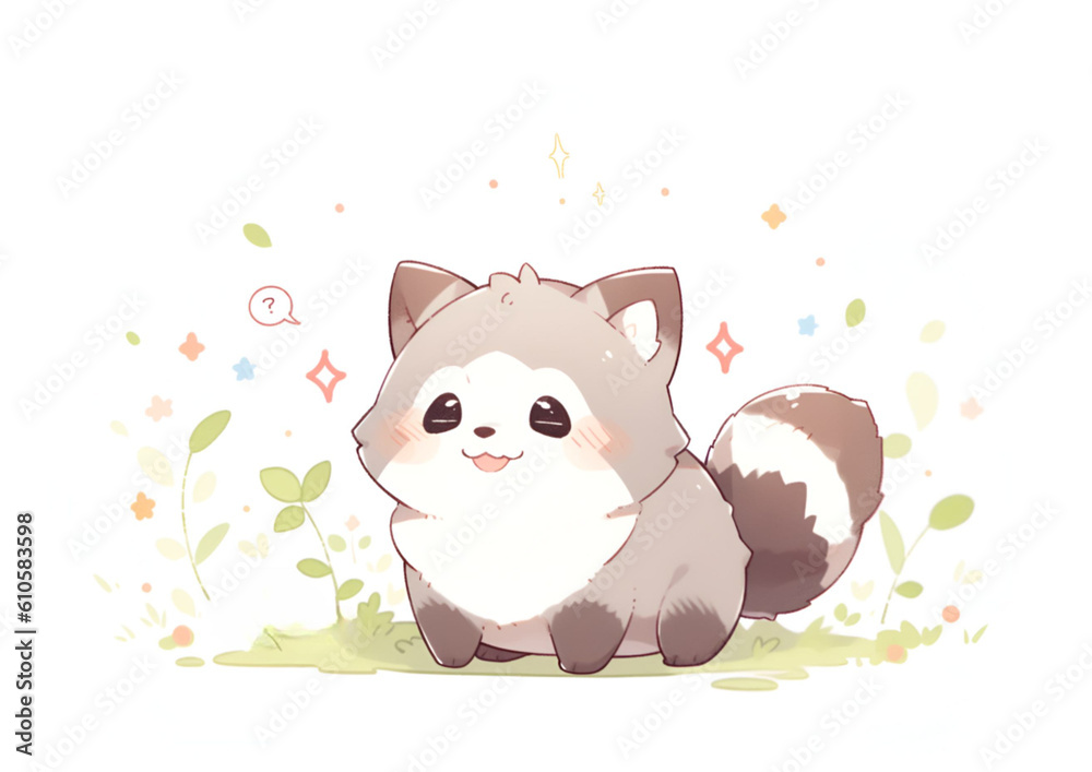 raccoon, sticker, white background. generative ai raccoon, sticker, white background. generative ai