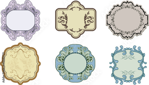 decor frame retro floral premium luxury vintage art pattern vector set 20