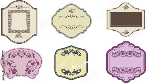 decor frame retro floral premium luxury vintage art pattern vector set 18