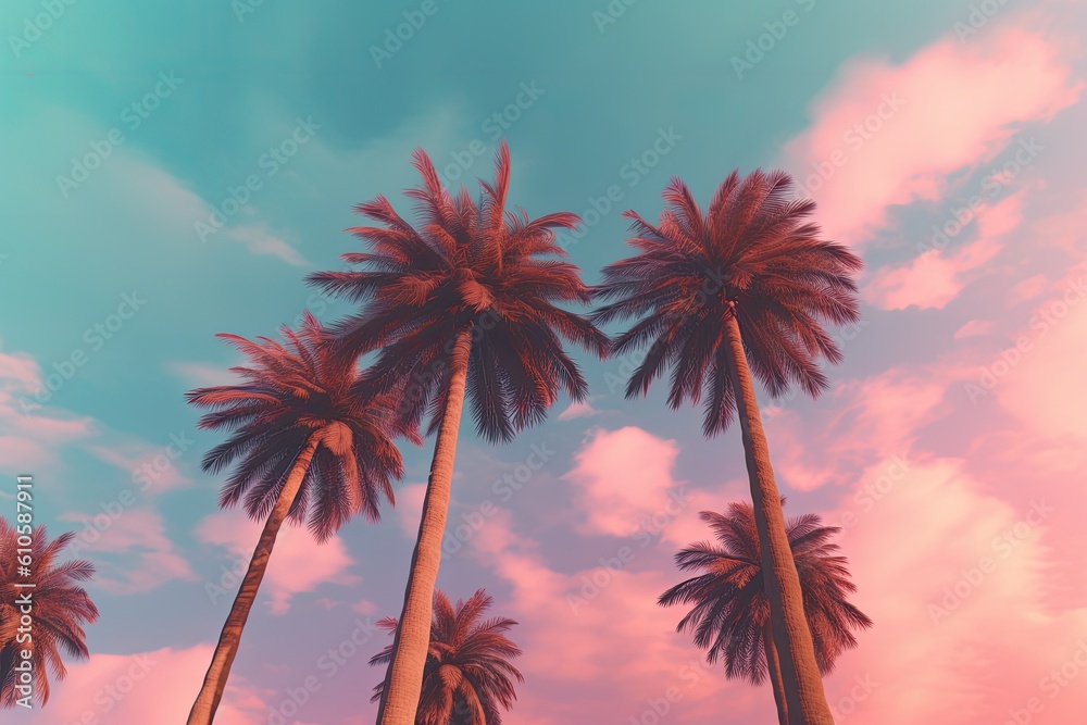 Dreamy Pastel Palm Tree Background