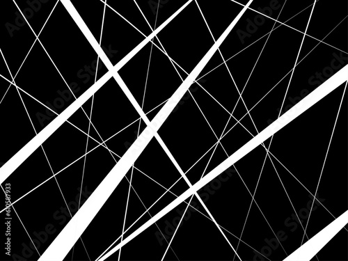 Vector illustration of white chaotic lines on black background