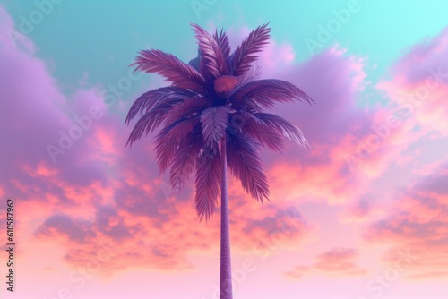 Dreamy Pastel Palm Tree Background © Igor