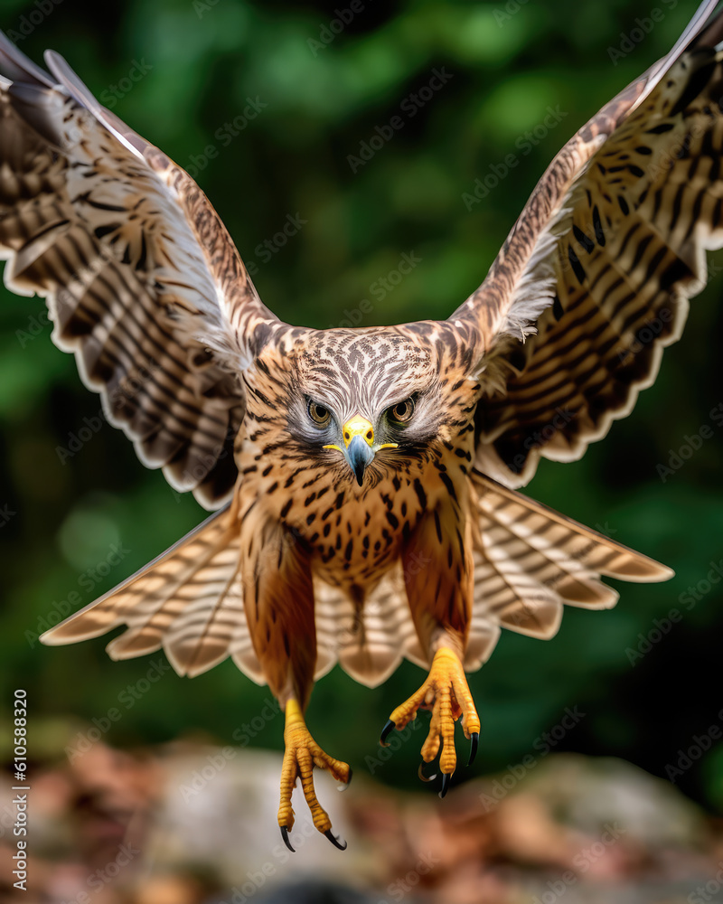 Obraz premium Generative ai illustration of Flying Eagle looking at camera