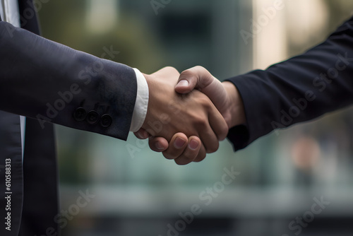 Business people shaking hands, good deal - Successful businessmen handshaking hands